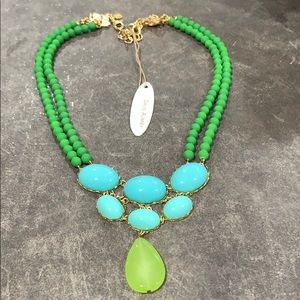 DAVID AUBREY GREEN AND AQUA DOUBLE NECKLACE NWT